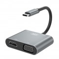 Adapteris USB C → HDMI 4K + USB3.0 + USB C (100W) + VGA (K-L) XO HUB001 (4in1)